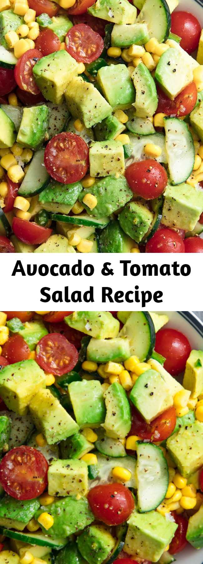 Avocado & Tomato Salad Recipe - Don't confuse this with guac — there's way more depth of flavor. You are, however, totally welcome to eat it with chips. (Just know it tastes amazing with out 'em.) #easyrecipe #avocado #salad #summer #food