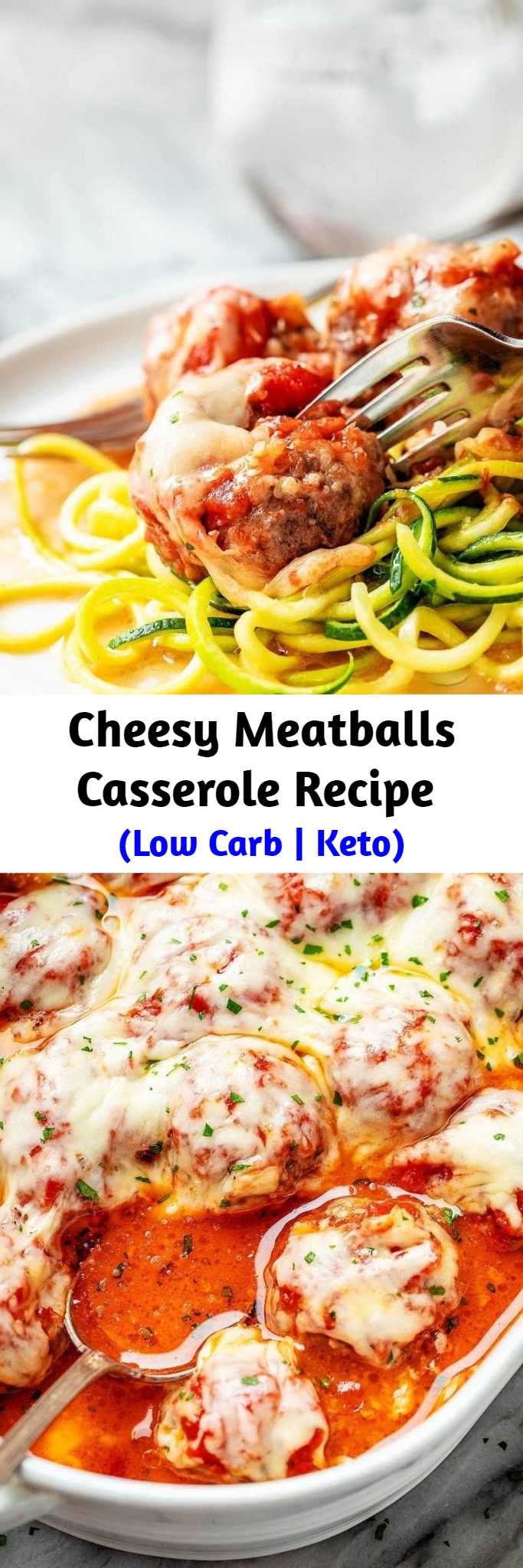 Cheesy Meatballs Casserole Recipe (Low Carb | Keto) - Looking for a great low carb dinner option? This low carb turkey meatball casserole recipe is absolutely fabulous. #lowcarb #meatballs #recipe