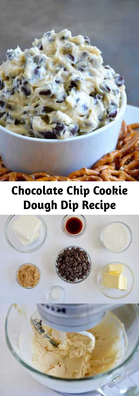 Chocolate Chip Cookie Dough Dip Recipe - Skip the eggs and ditch the oven with a quick and creamy recipe for no-bake Chocolate Chip Cookie Dough Dip!