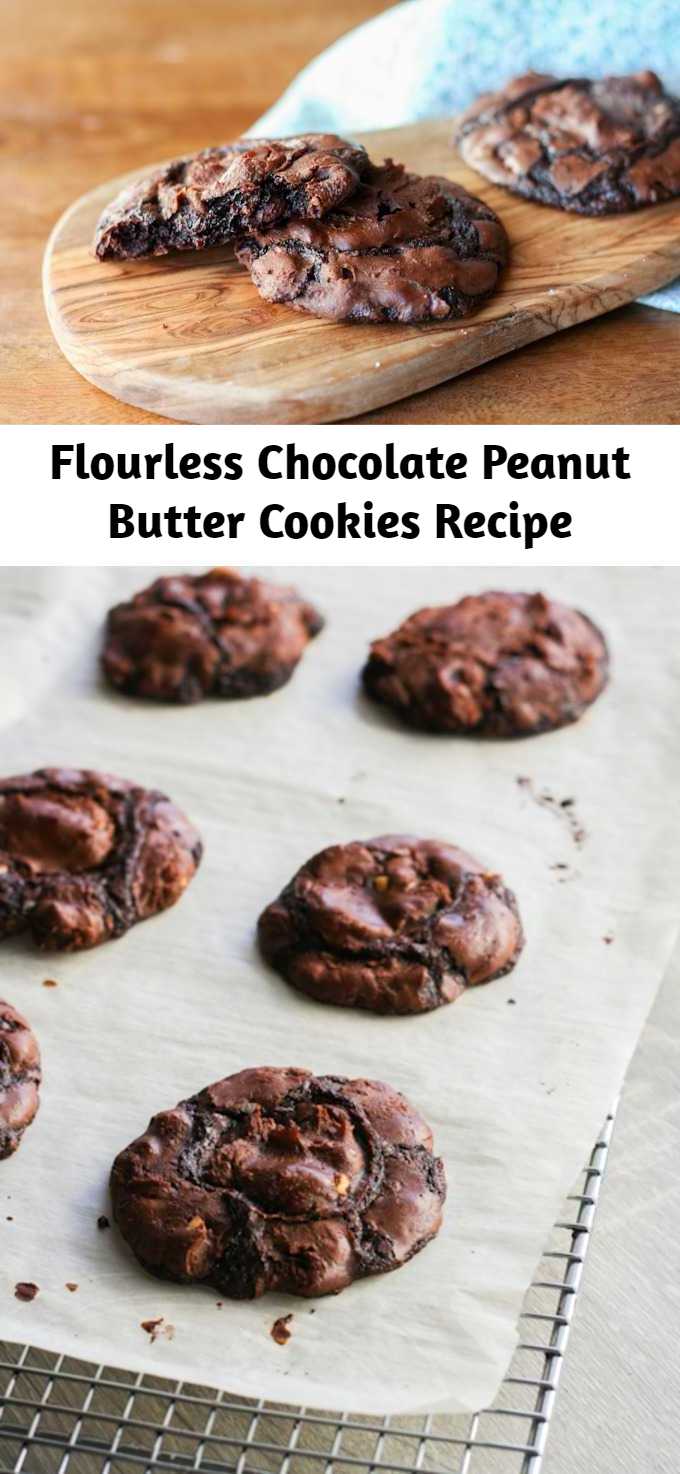 Flourless Chocolate Peanut Butter Cookies Recipe - Flourless Chocolate Peanut Butter Cookies – you will never know these rich and fudgy chocolate peanut butter cookies are gluten free. They are insanely delicious! #Cookies #Chocolate #Peanut_Butter #Flourless