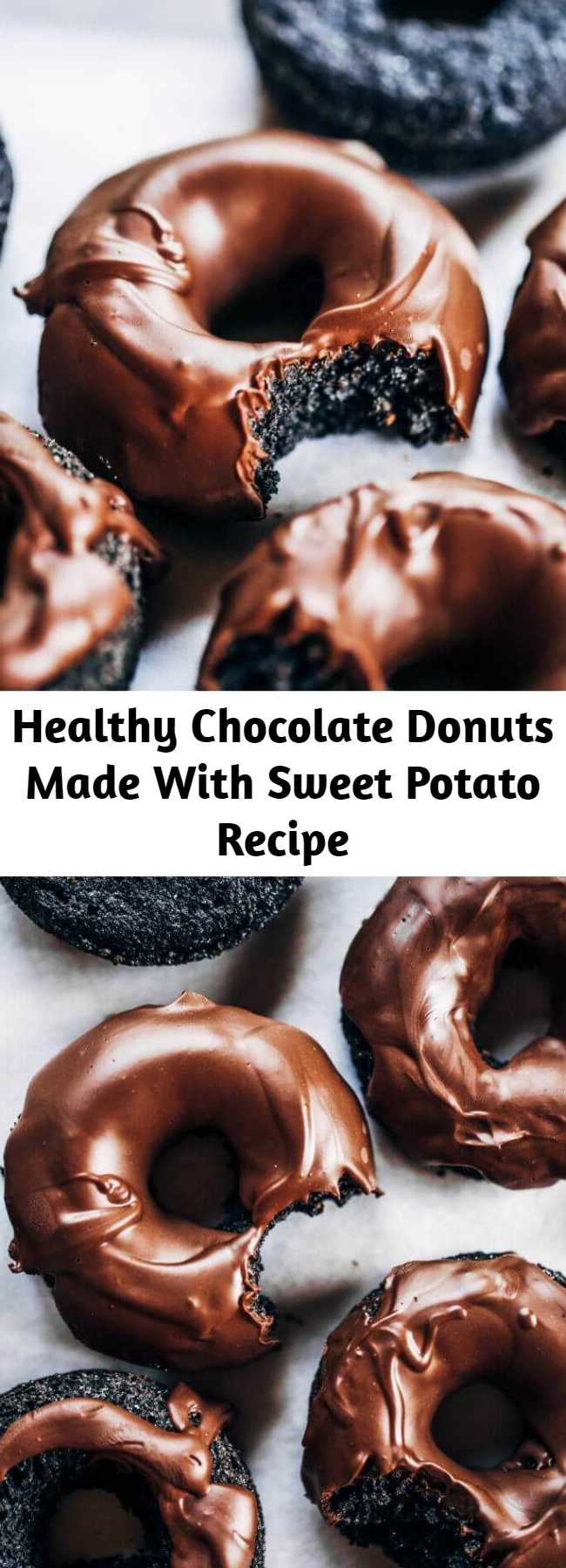 Healthy Chocolate Donuts Made With Sweet Potato Recipe - Healthy paleo chocolate glazed donuts made with sweet potato instead of flour! Easy baked donut recipe perfect for celebrations! #paleo #donuts #baking #recipes #cooking