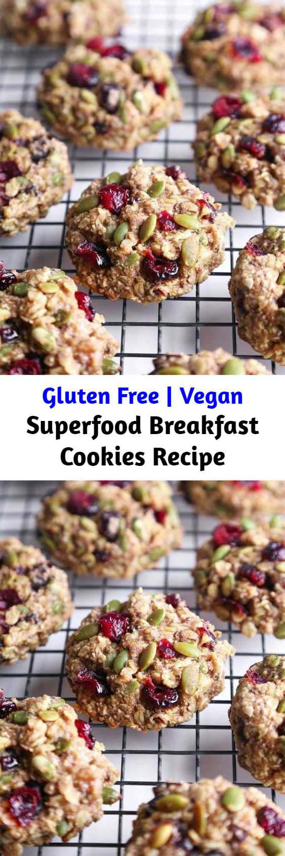 Superfood Breakfast Cookies Recipe - These cookies are jam-packed with nutritious ingredients and healthy enough for breakfast on the go! They're free of gluten, dairy, & refined sugar, and also vegan friendly!