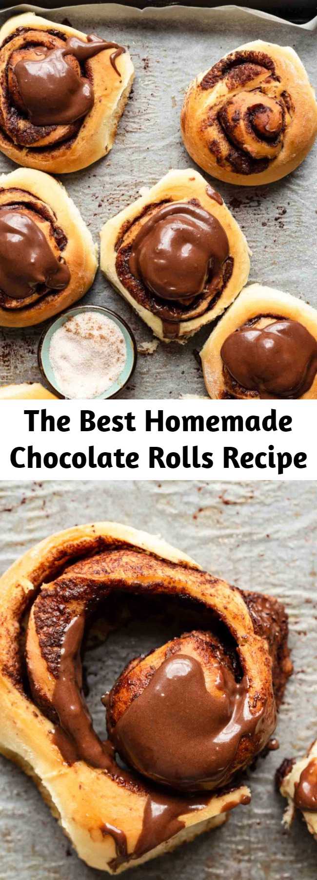 The Best Homemade Chocolate Rolls Recipe - The aroma of these homemade chocolate rolls, while they are baking, is heavenly! Once you bite into these delicious chocolate cinnamon rolls, you will be shocked to know they are so easy to make. You only need 30 minutes of prep time! #baking #cinnamonrolls #chocolate #sweet #desserts