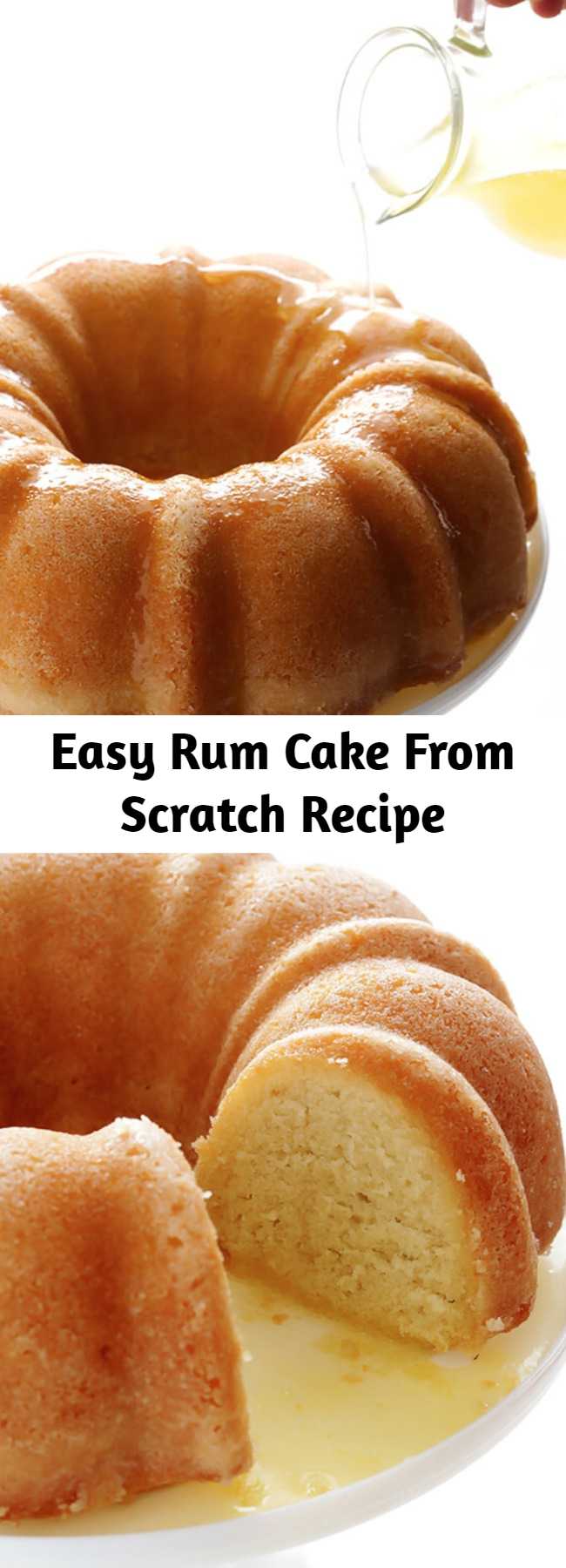 Easy Rum Cake From Scratch Recipe - This rum cake recipe is made from scratch, with rum baked into a delicious yellow bundt cake and drizzled with a butter-rum sauce.