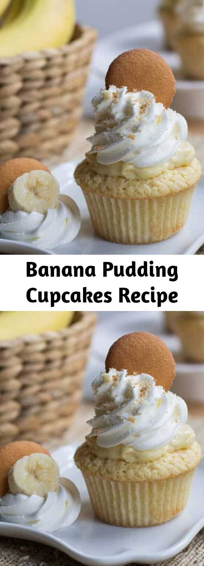Banana Pudding Cupcakes Recipe - The cupcake version of banana pudding with a creamy pudding center, whipped topping and crushed vanilla wafers. So cool, creamy, and dreamy your taste buds won’t know what hit them!