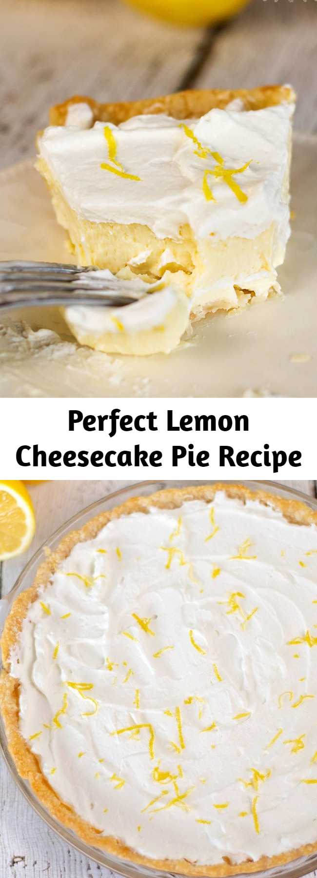 This Lemon Cheesecake Pie recipe is perfect for lemon lovers- so sweet, lemony and creamy, with just a tiny bit of tartness- yum!