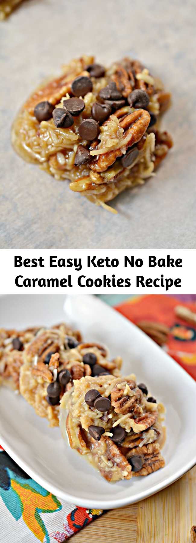 Best Easy Keto No Bake Caramel Cookies Recipe - Tasty keto NO bake cookies you CAN NOT stop eating! Super delicious keto caramel cookies. These low carb cookies are easy to make and super yummy. You can put these cookies together in a 5 minutes. #keto