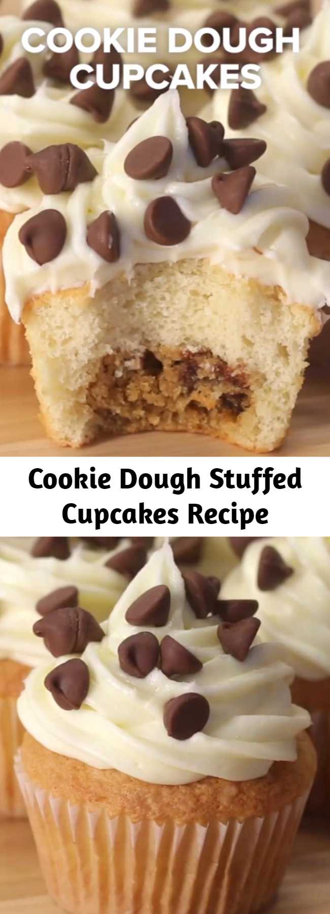 Cookie Dough Stuffed Cupcakes Recipe - Stuffing cookie dough into cupcakes might just be the best thing we've ever done.