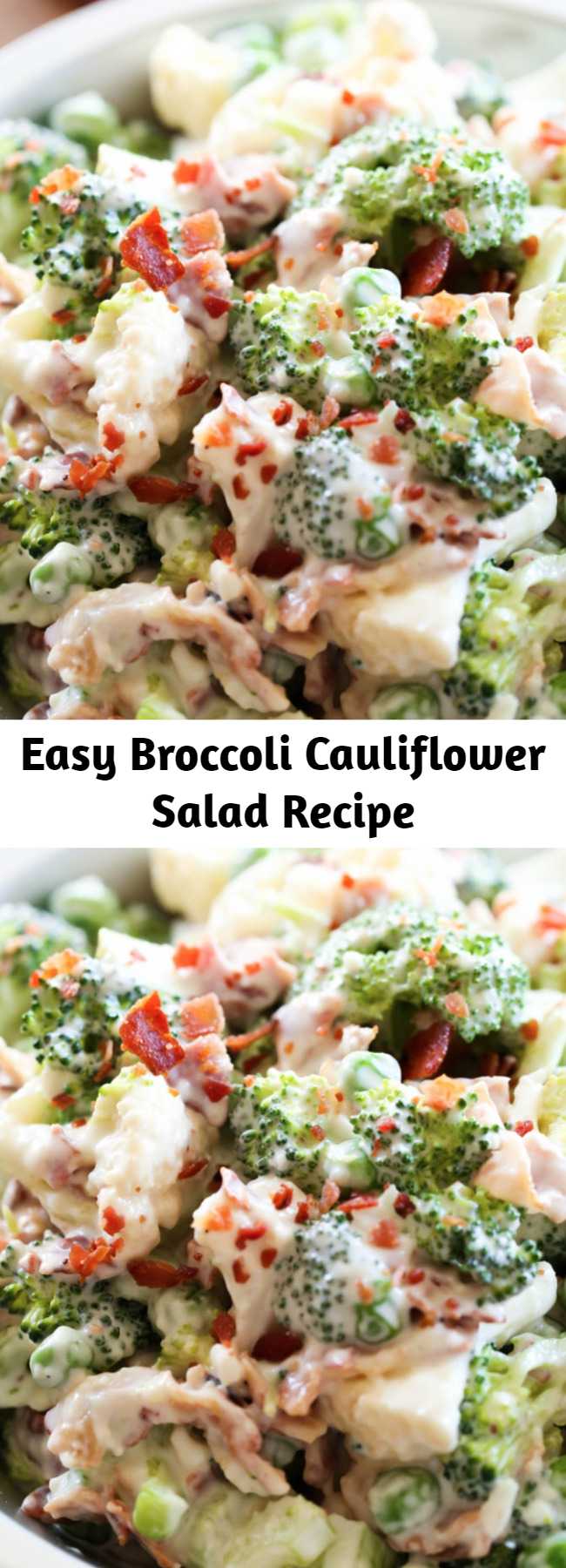 Easy Broccoli Cauliflower Salad Recipe - This salad is AMAZING! The creamy dressing is beyond delicious and go perfectly with the crisp broccoli and cauliflower! This is one recipe you are going to want to try out!