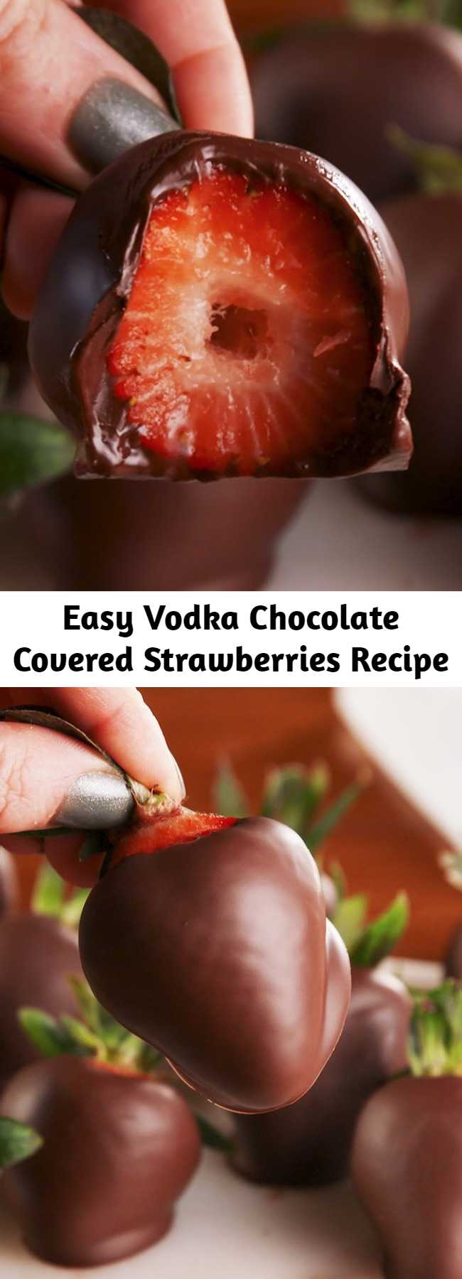 Easy Vodka Chocolate Covered Strawberries Recipe - Soaking your strawberries in vodka is the best gift you can give yourself. #easy #recipe #vodka #chocolate #strawberries #alcohol #adults #valentines #valentinesday #galentines #party #ideas #cute