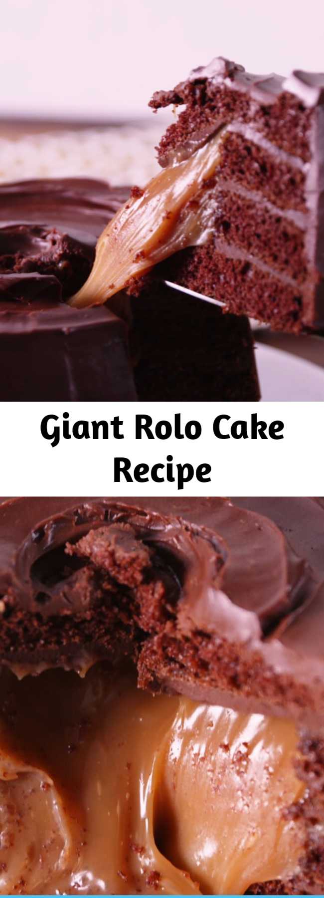 Giant Rolo Cake Recipe - Rolo lovers, try not to freak out when you see this cake.