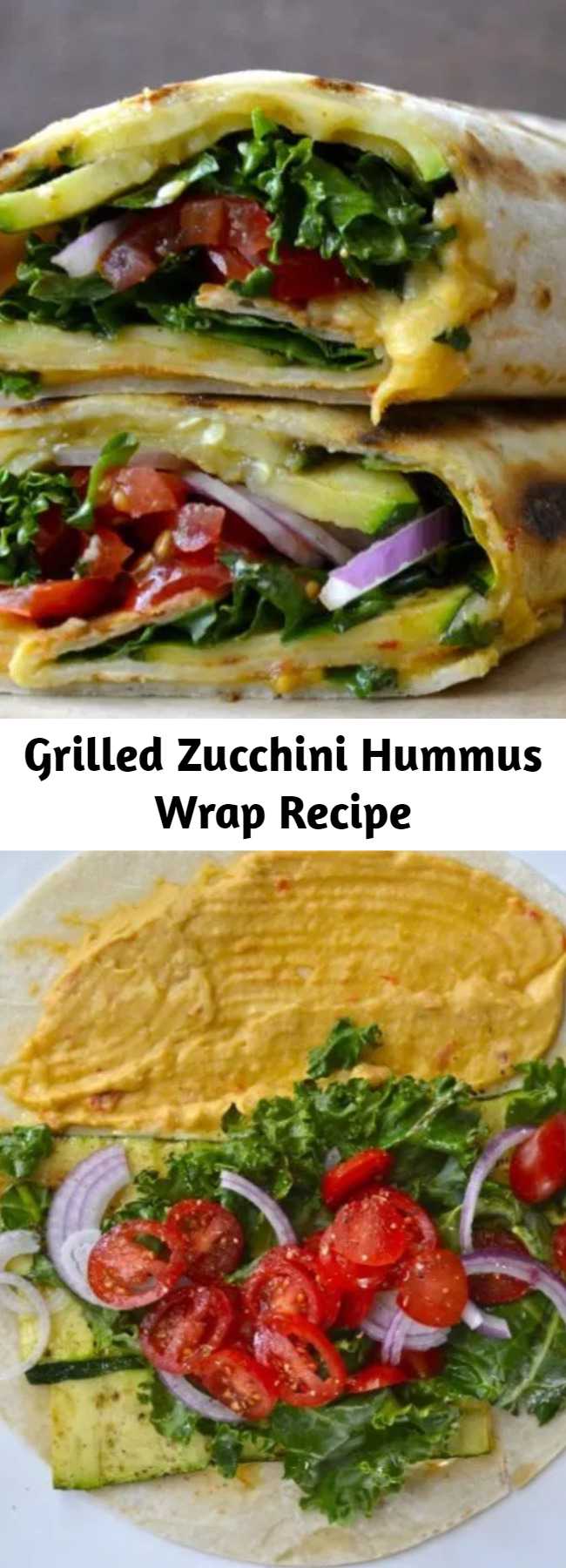 Grilled Zucchini Hummus Wrap Recipe - Fresh veggies are grilled to perfection and packed in this Grilled Zucchini Hummus Wrap! This is the perfect easy, healthy wrap recipe!