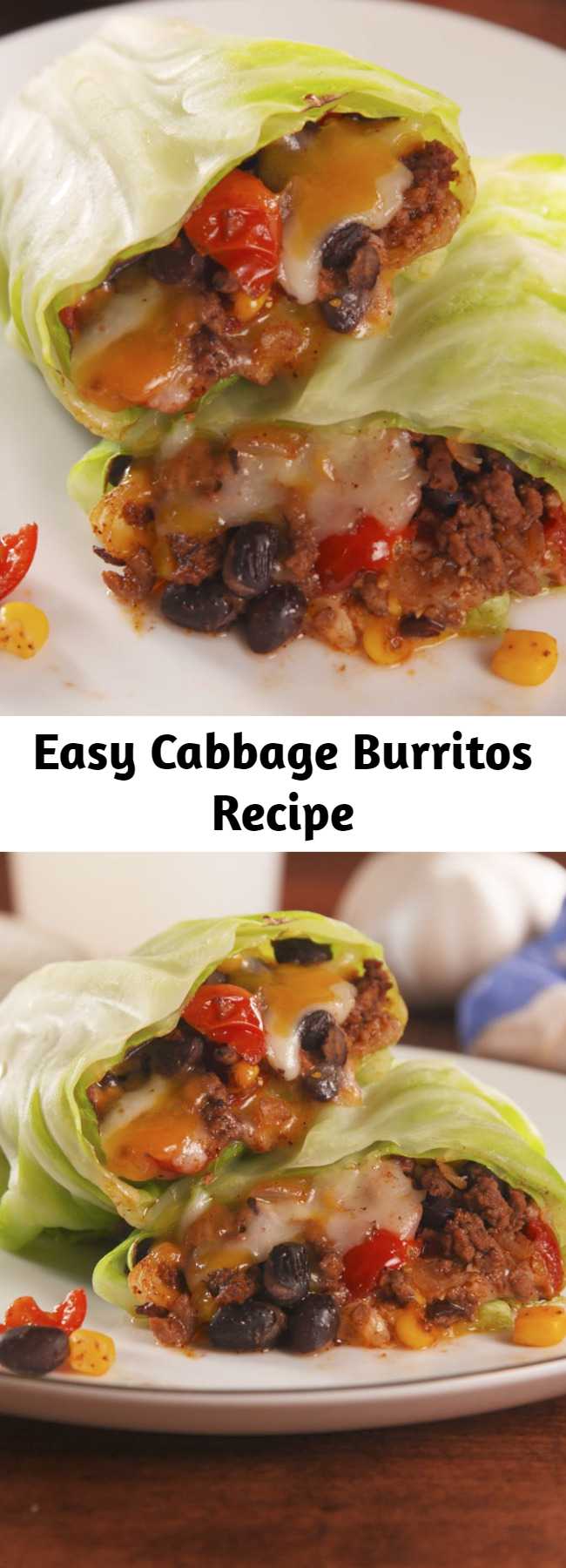 Easy Cabbage Burritos Recipe - The healthy way to get your Tex-Mex fix. #healthyrecipes #easyrecipes #cabbage #healthyburritos #lowcarb