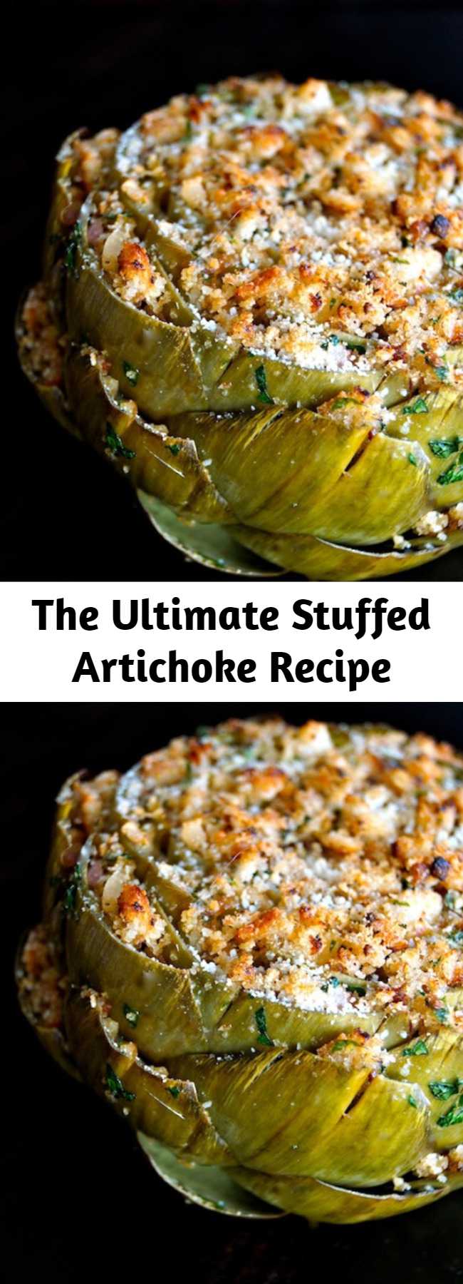 The Ultimate Stuffed Artichoke Recipe - This Ultimate Stuffed Artichoke Recipe is packed with incredible, aromatic flavors and is out of this world. Serve it for a scrumptious vegetarian first or main course. And it's great for sharing too!