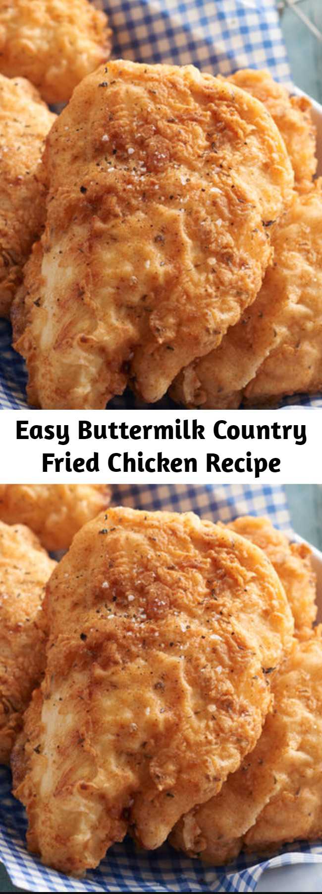 Easy Buttermilk Country Fried Chicken Recipe - The secret to this juicy and tender fried chicken lies in the simple buttermilk marinade. The crisp crust has a delicious hint of thyme.
