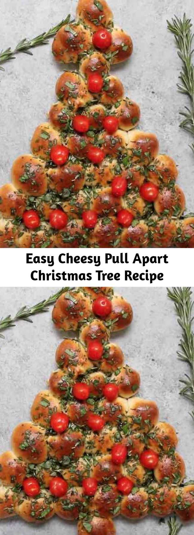 Easy Cheesy Pull Apart Christmas Tree Recipe - This Pull Apart Christmas Tree is a festive appetizer to serve for a holiday party! It’s easy to make using pizza dough, cheese and fresh herbs on top. Serve with your favorite dipping sauce!