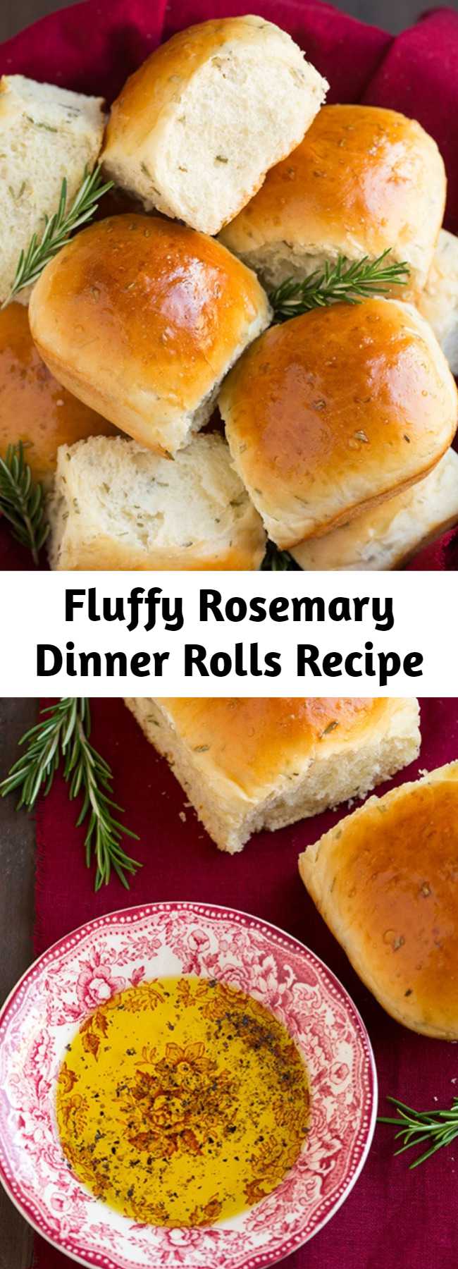 Fluffy Rosemary Dinner Rolls Recipe - The perfect roll recipe for the holidays! Soft and fluffy and deliciously flavored with fresh rosemary.