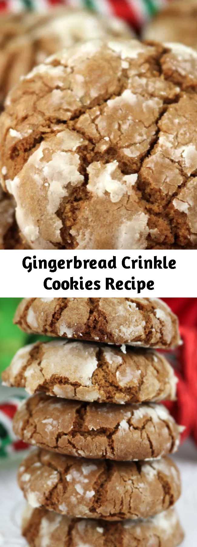 Gingerbread Crinkle Cookies Recipe - Gingerbread Crinkle Cookies - light, fluffy and spicy on the inside and sweet and crunchy on the outside is a delicious Christmas dessert. So easy to make, so delicious, so Christmas-y! You're definitely going to want to add this recipe to your Christmas desserts baking list! #ChristmasDesserts #EasyChristmasDessert #FunChristmasDessert