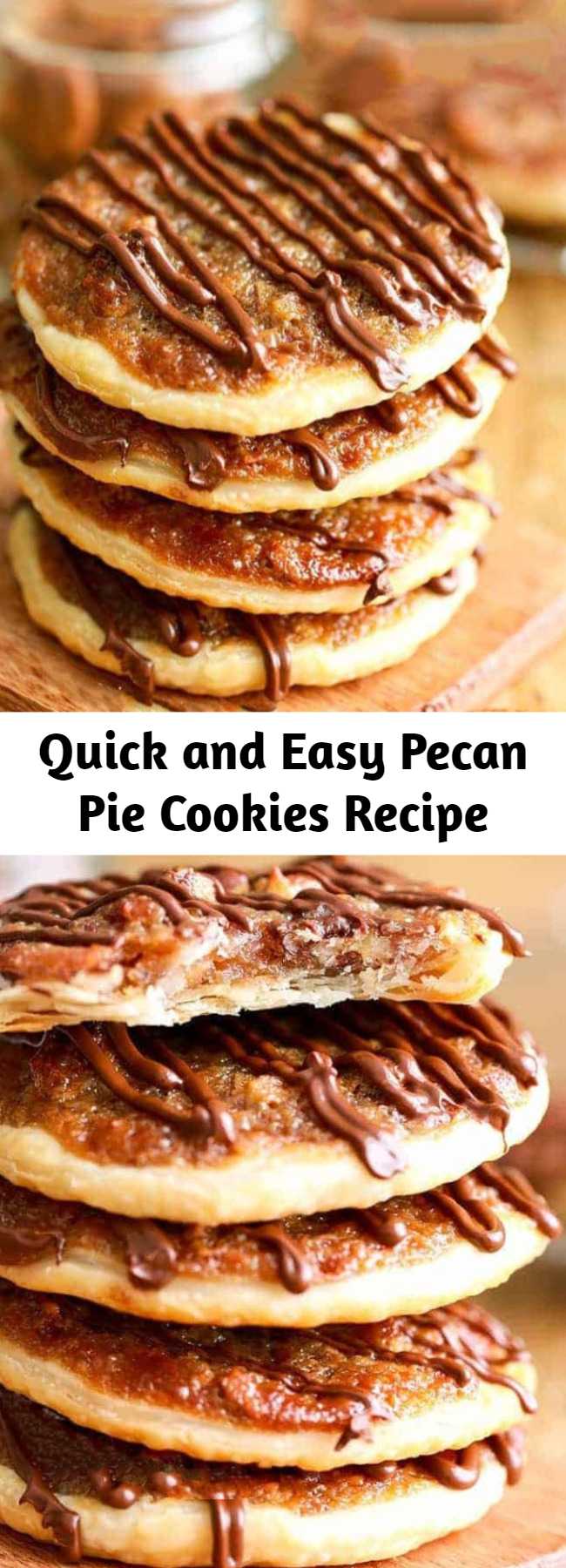 Quick and Easy Pecan Pie Cookies Recipe - Pecan Pie Cookies have a thin flaky crust with a layer of the amazing nutty caramely pecan pie filling we love so much! These are the perfect cookies for any occasion!