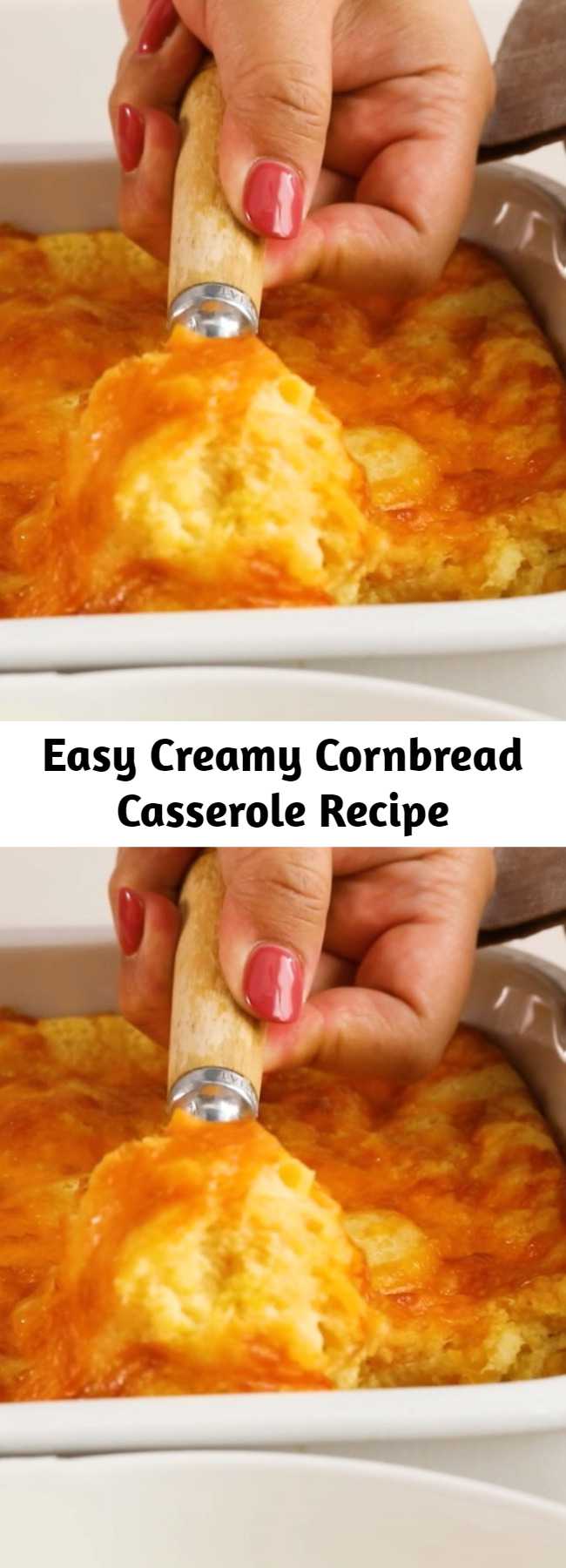 Easy Creamy Cornbread Casserole Recipe - This was amazing! First time I made it turned out perfectly, and was devoured within a half hour at a family gathering. Great for picky kids or adults.