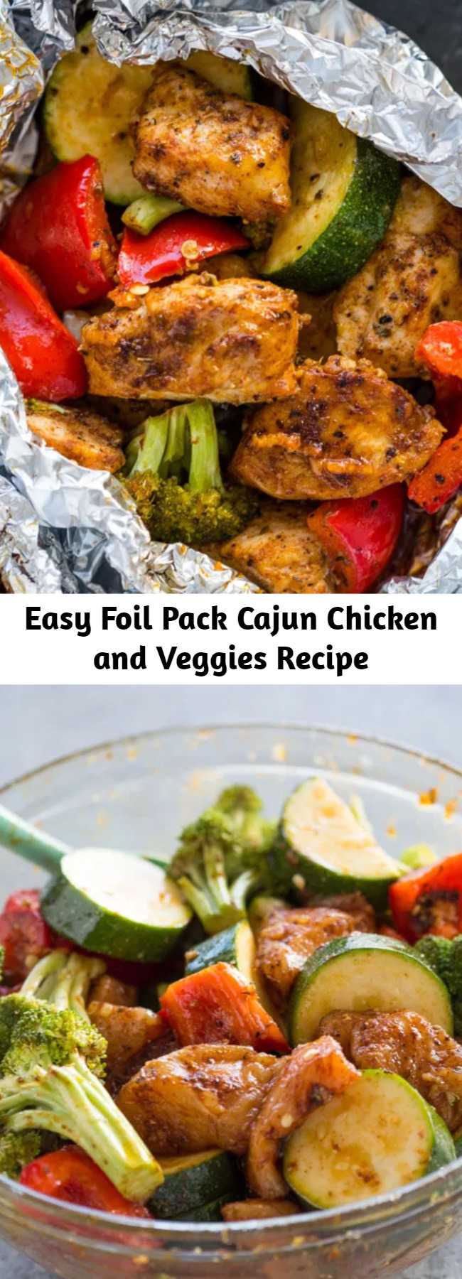 Easy Foil Pack Cajun Chicken and Veggies Recipe - Quick 30-minute chicken and veggies flavored with Cajun seasoning, garlic, and olive oil. These flavorful flavor packs are super healthy and make a delicious low-carb dinner.