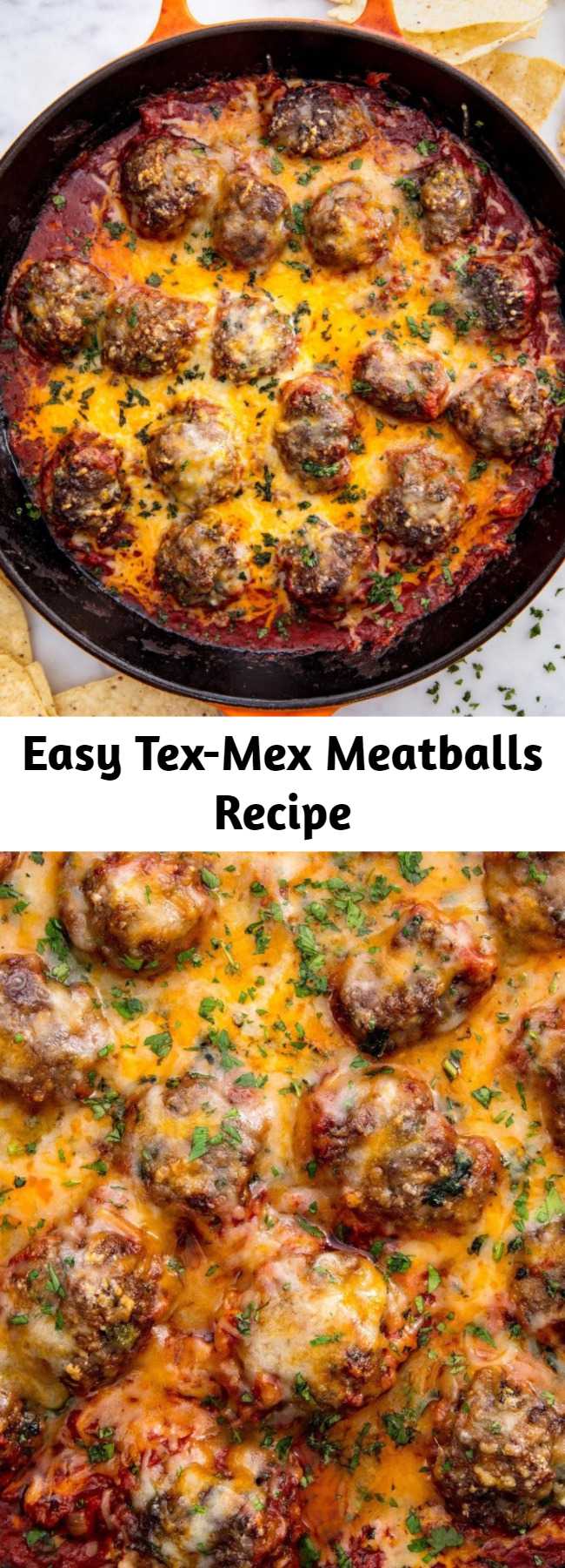 Easy Tex-Mex Meatballs Recipe - Kick up the Italian favorite with chipotle and spices. Pro tip: These meatballs make a killer sub. Throw them on a hero roll with extra sauce and melt some cheddar on top. #italianrecipes #mexicanrecipes #meatball #easyrecipes #lowcarbrecipes