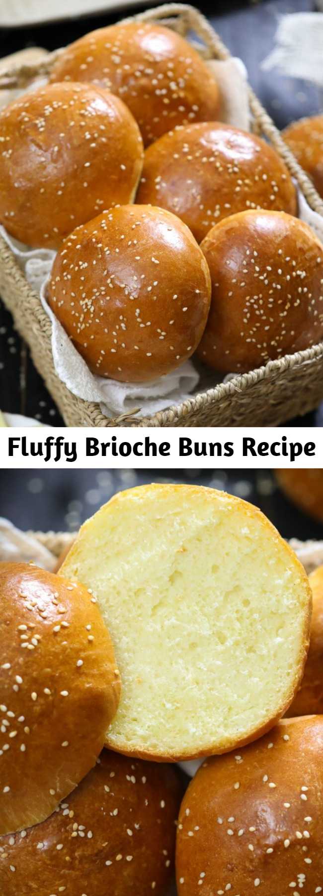 Fluffy Brioche Buns Recipe - These buttery brioche buns are so fluffy and perfect for any burger or sandwich. The moment you sink your teeth into the brioche rolls you'll fall in love! #briochebuns #brioche #briocherecipe #burgerbuns #briocherolls