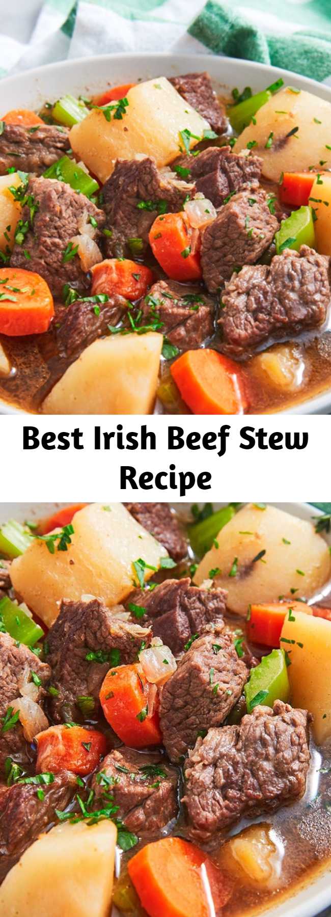 Best Irish Beef Stew Recipe - Traditionally, an Irish stew (aka Guinness Stew) is made with lamb, which you can totally do. We opted for beef chuck for simplicity and familiarity, but we think the Guinness and potatoes still qualify the stew as Irish. Whatever cut of meat you choose, this stew is absolutely delicious. Not too heavy, but still extremely filling.