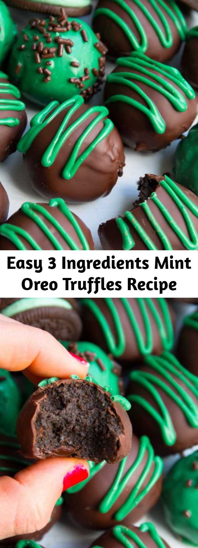 Easy 3 Ingredients Mint Oreo Truffles Recipe - Only 3 ingredients needed to make these mint chocolate truffles. They taste like chocolate-covered Oreo cheesecakes!