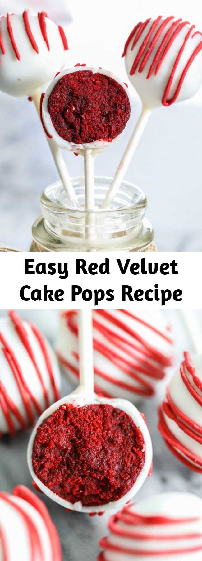 Easy Red Velvet Cake Pops Recipe - The easiest and fuss-free red velvet cake pops recipe! These delicious treats will be the highlight of your next party or celebration! #redvelvet #cakepops #easycakepops #cakepoprecipe #redvelvetcakepops