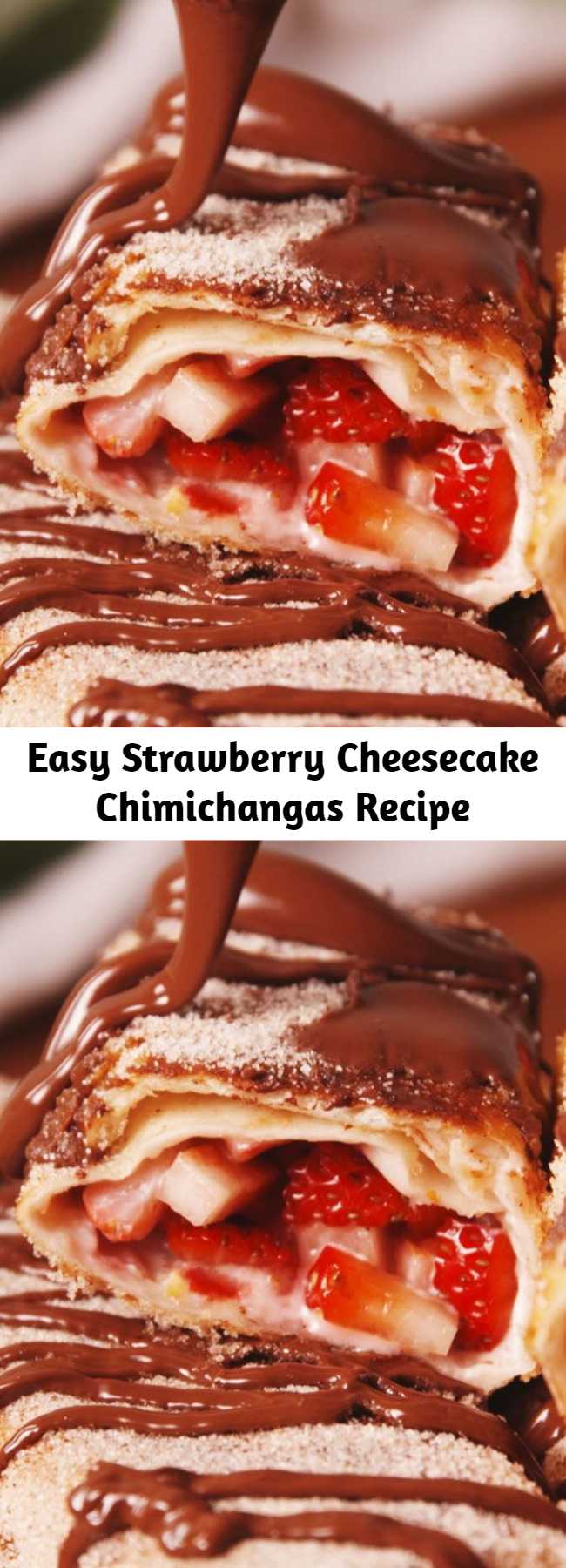 Easy Strawberry Cheesecake Chimichangas Recipe - Check out this easy recipe for the best strawberry cheesecake chimichangas! Our new favorite way to eat cheesecake.