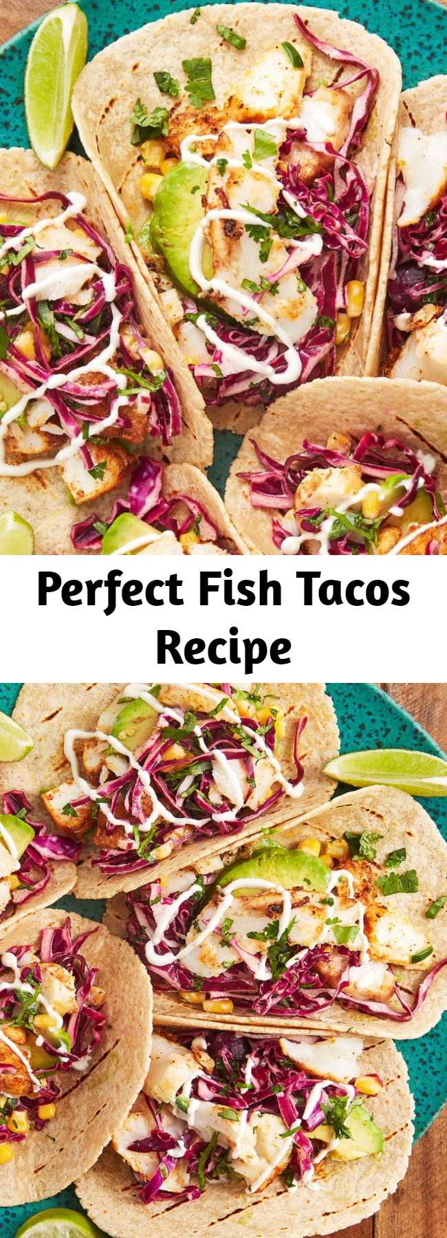 Perfect Fish Tacos Recipe - Love fish tacos? Well, these are the end-all be-all. People can be intimidated by cooking fish for tacos, but don't be! After marinating, the fish just needs to cook in a glug of olive oil for a few minutes per side in a skillet. Let the fish rest a few minutes before using a fork to flake it into pieces.