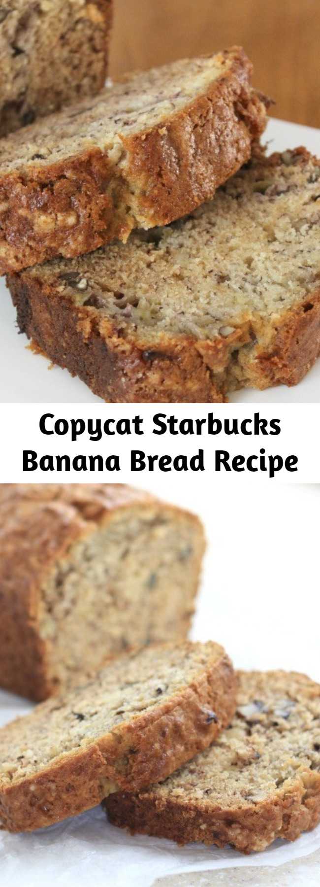Copycat Starbucks Banana Bread Recipe - This recipe is actually from Starbucks directly so hopefully you like it as much as we do! This one is simple to make, packed with banana and is delicious plain, with nuts or add some chocolate chips for a real treat.