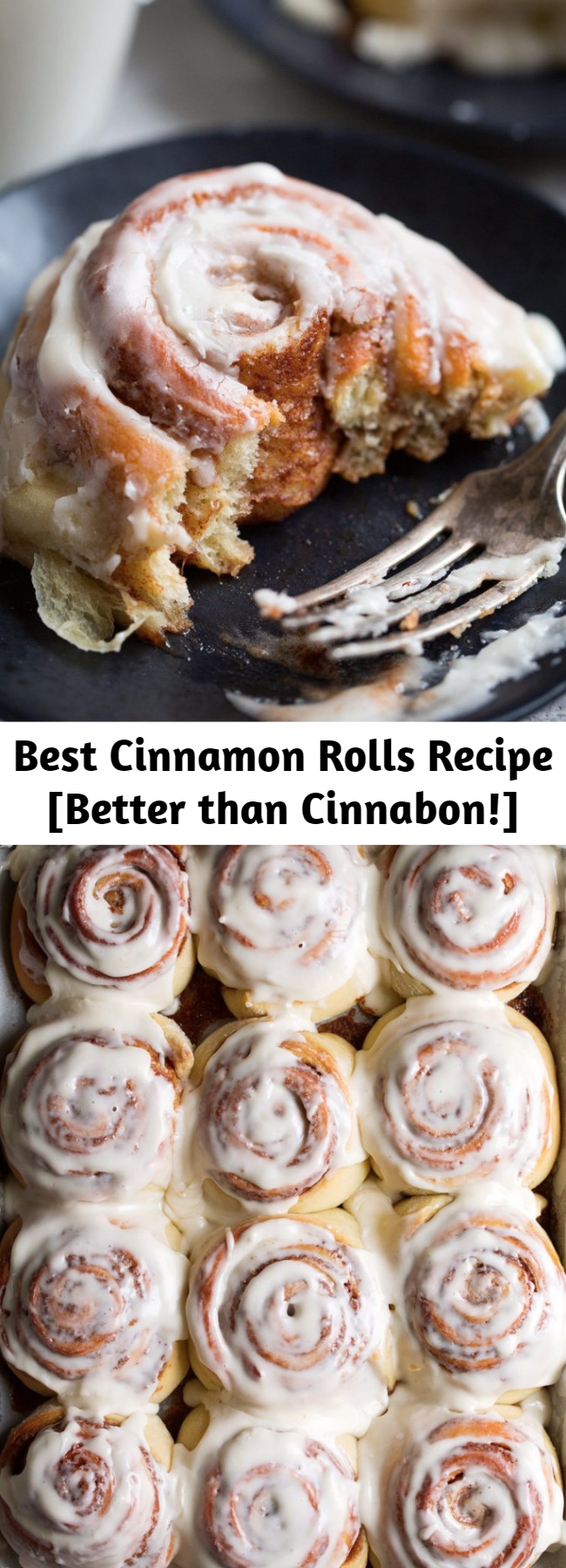 Best Cinnamon Rolls Recipe [Better than Cinnabon!] - My all time favorite cinnamon rolls! So soft and fluffy, and perfectly chewy with a hint of gooey. Their sweetness is perfectly paired with a hint of buttermilk flavor and a cream cheese icing. And they are jam packed with the best cinnamon flavor! A recipe you won't want to lose. #cinnamonrolls #breakfast #dessert #bake #homemade #dough #diy #rolls