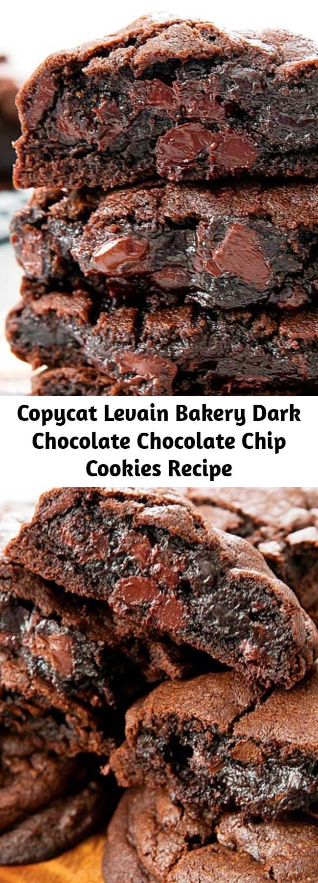 Copycat Levain Bakery Dark Chocolate Chocolate Chip Cookies Recipe - These decadent double chocolate chip cookies are thick, soft, and rich. They taste very close to the dark chocolate chocolate chip cookies from Levain Bakery in New York City.