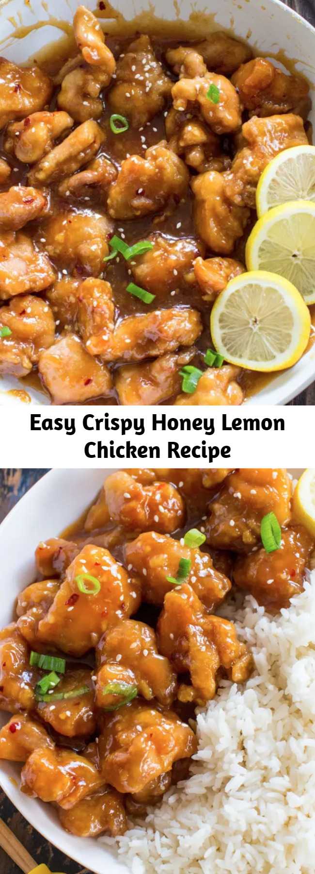 Easy Crispy Honey Lemon Chicken Recipe - Crispy Honey Lemon Chicken is a restaurant-worthy meal, that can be made at home in just 30 minutes! Crispy, sticky and full of honey lemon flavor.