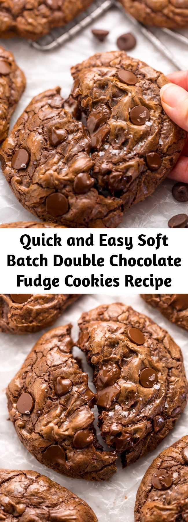 Quick and Easy Soft Batch Double Chocolate Fudge Cookies Recipe - These Soft Batch Double Chocolate Fudge Cookies are for CHOCOLATE LOVERS only!!! Full of intense chocolate fudge flavor, these cookies basically melt in your mouth. So good with a glass of milk!