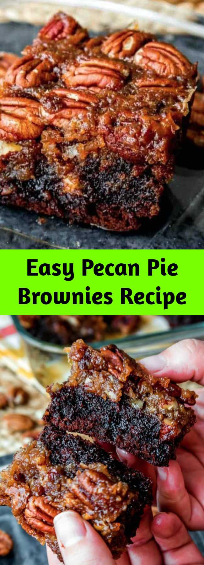 Easy Pecan Pie Brownies Recipe - These Pecan Pie Brownies are a chocolaty twist on the traditional pecan pie! They make a great Thanksgiving dessert but I like making them all year long!