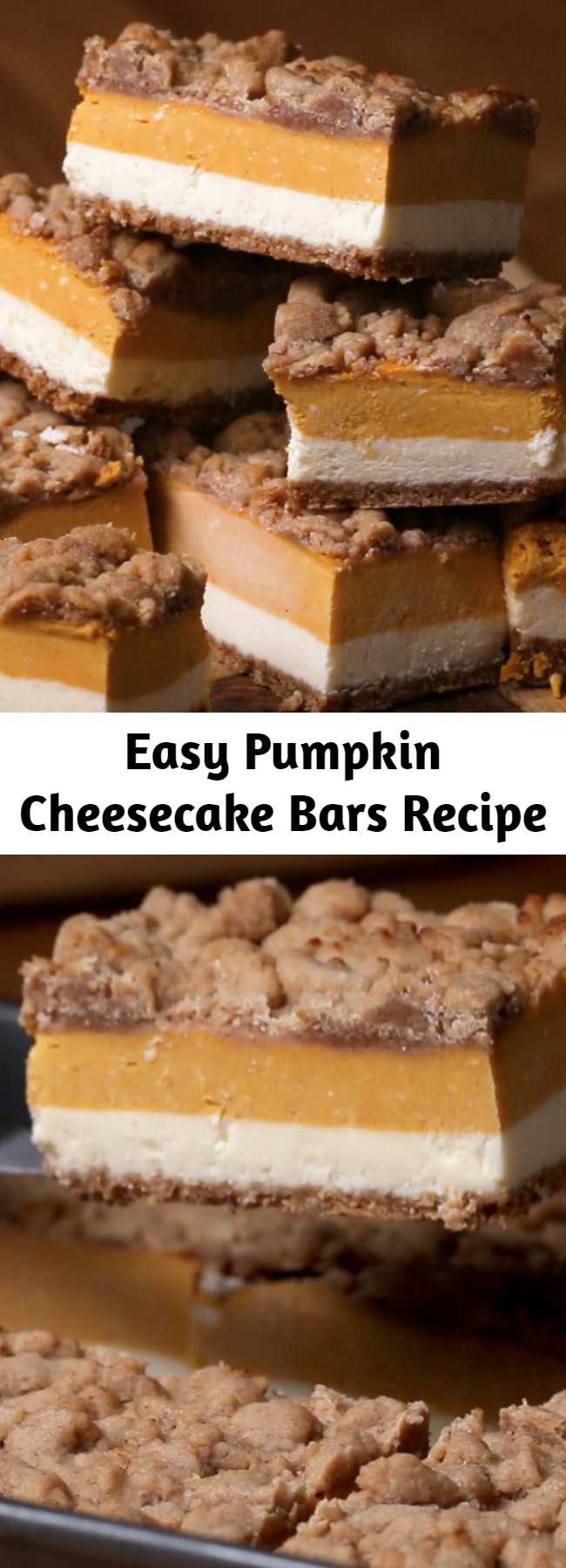 Easy Pumpkin Cheesecake Bars Recipe - Will make for a super tasty sweet treat during the fall and holiday season. This perfect Pumpkin Cheesecake Bars is delicious and very good! Perfect Thanksgiving Dessert! #pumpkin #cheesecake #fall #fall #recipe