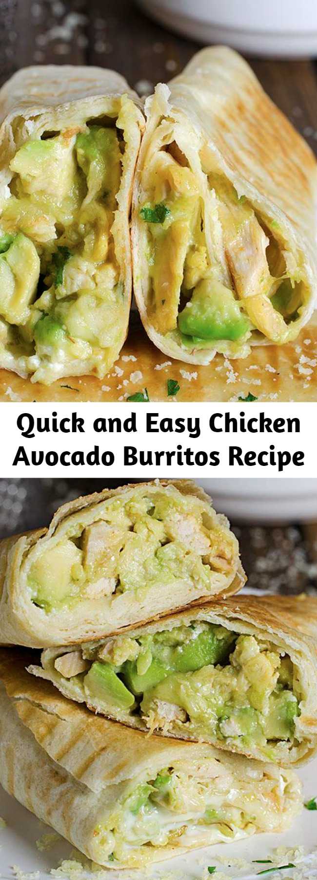 Quick and Easy Chicken Avocado Burritos Recipe - Looking for quick and easy dinner recipes? This Chicken Avocado Burritos come together with just 15 min prep! If you are in a big hurry to prepare a beautiful lunch or dinner, maybe it’s time for you to try the healthy and easy Chicken Avocado Burritos. I consider this a real trick up my sleeve for situations like this just like this Chicken Avocado Salad Roll Ups. #healthydinnerrecipes #easyrecipes #chickenavocado